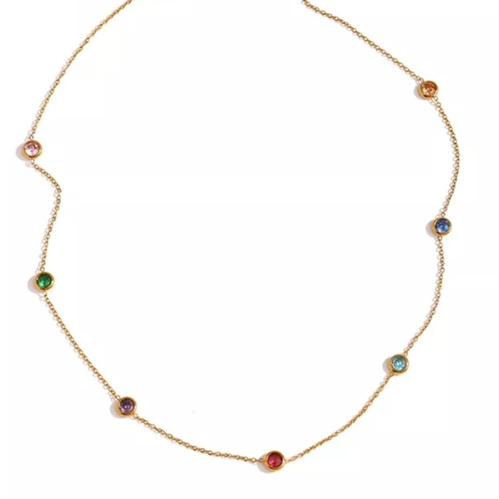 Delicate Colorful Diamonds Necklace - Picture 6 of 6